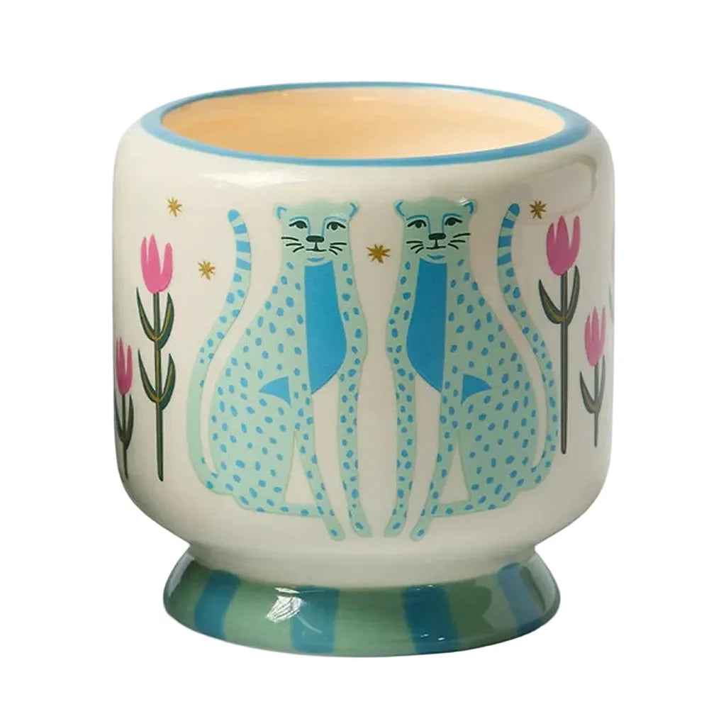 A Dopo "Blue Cheetahs" Ceramic Candle