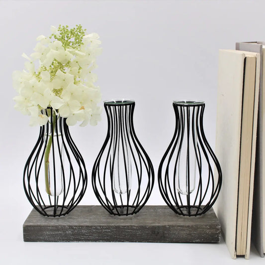 Metal Vases with Test Tubes Stand