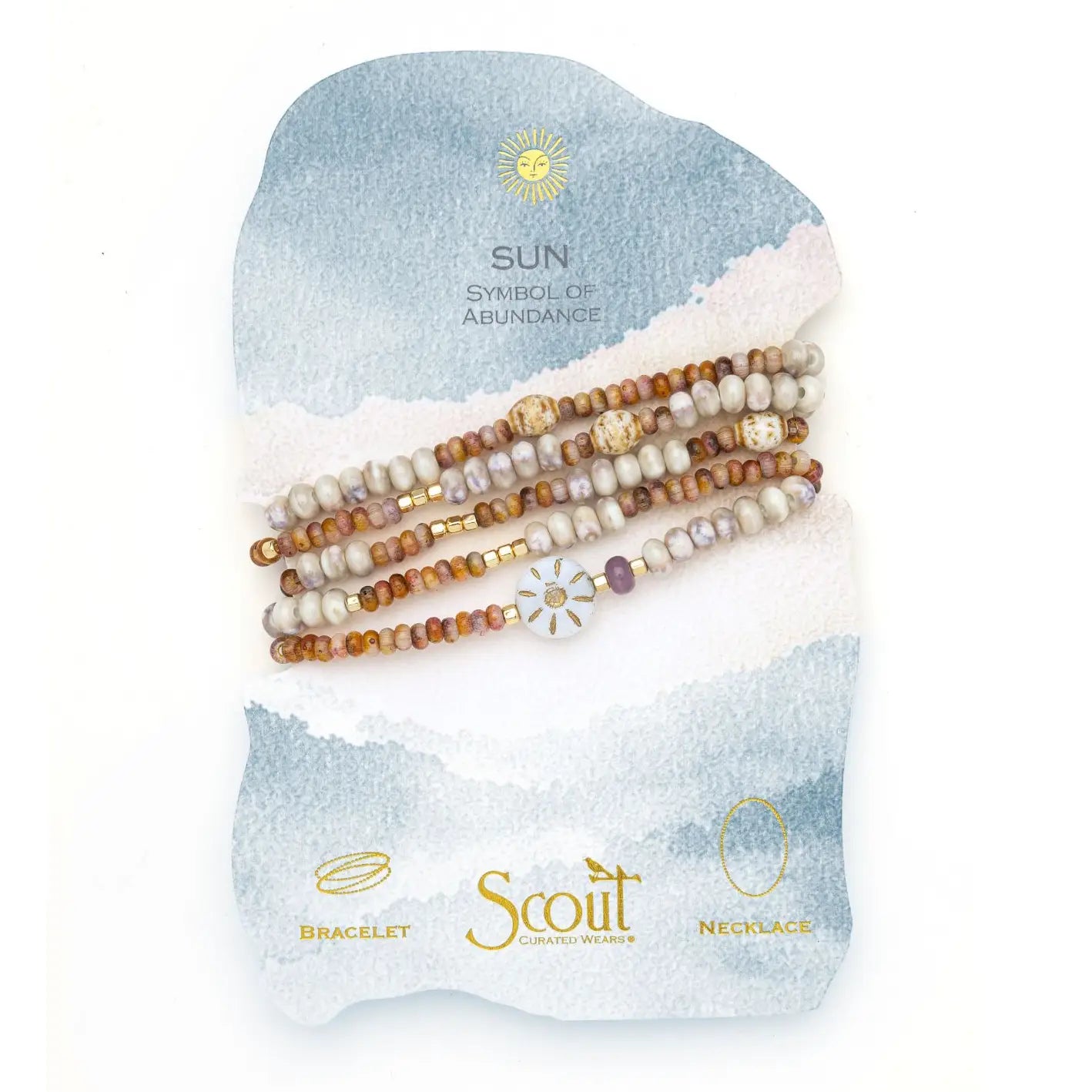 Ceramic Bead Wrap Bracelet/Necklace- Abundance/Sun