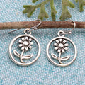 Dainty Daisy Silver Circle Flower Earrings