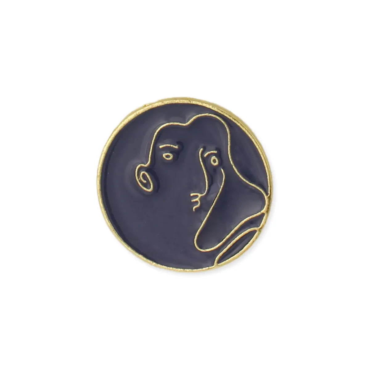 Picasso Blue Gold Face Post Earrings