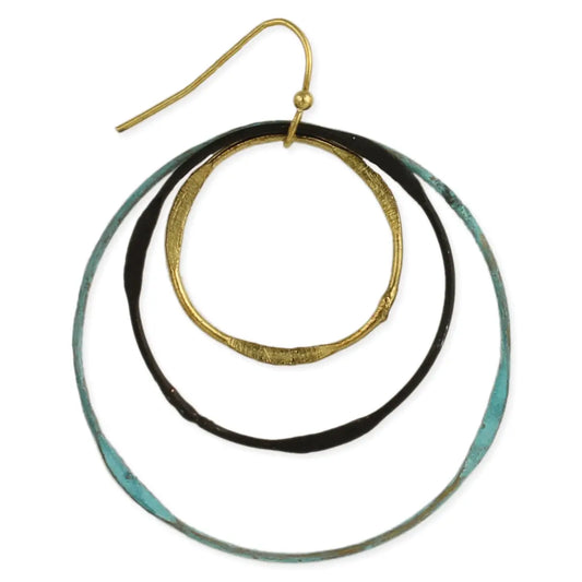 Vintage Patina Circles Round Earrings