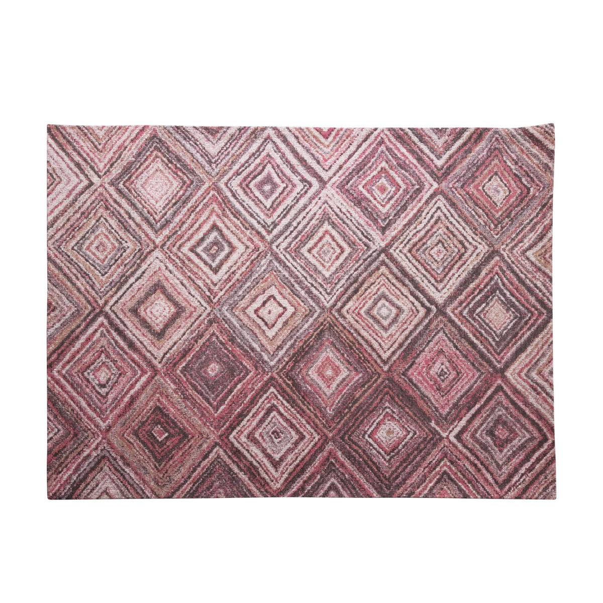Woven Cotton Blend Diamond Print Rug