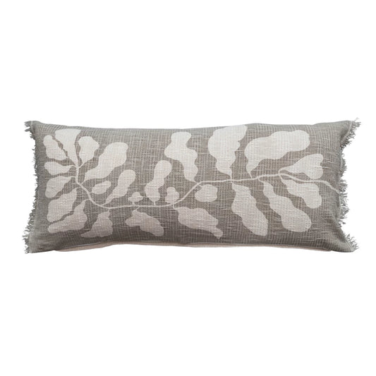 Botanical Print & Fringe Lumbar Pillow