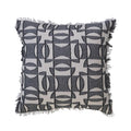 Geometric Pattern Chambray Black/Cream & Fringe Pillow