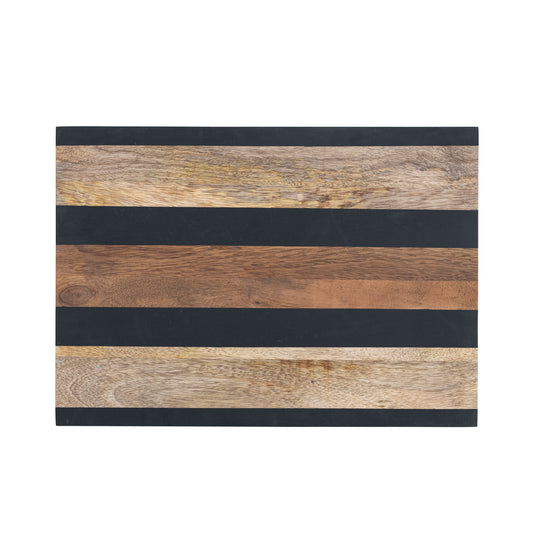 Mango Wood & Black Striped Cheese/Cutting Board