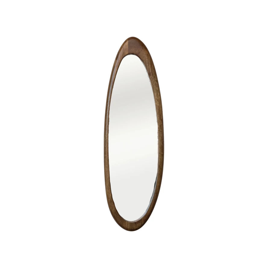 Oval Mango Wood Framed Wall Mirror