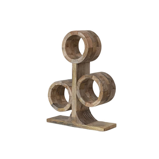 Natural Mango Wood Circle Wine Rack