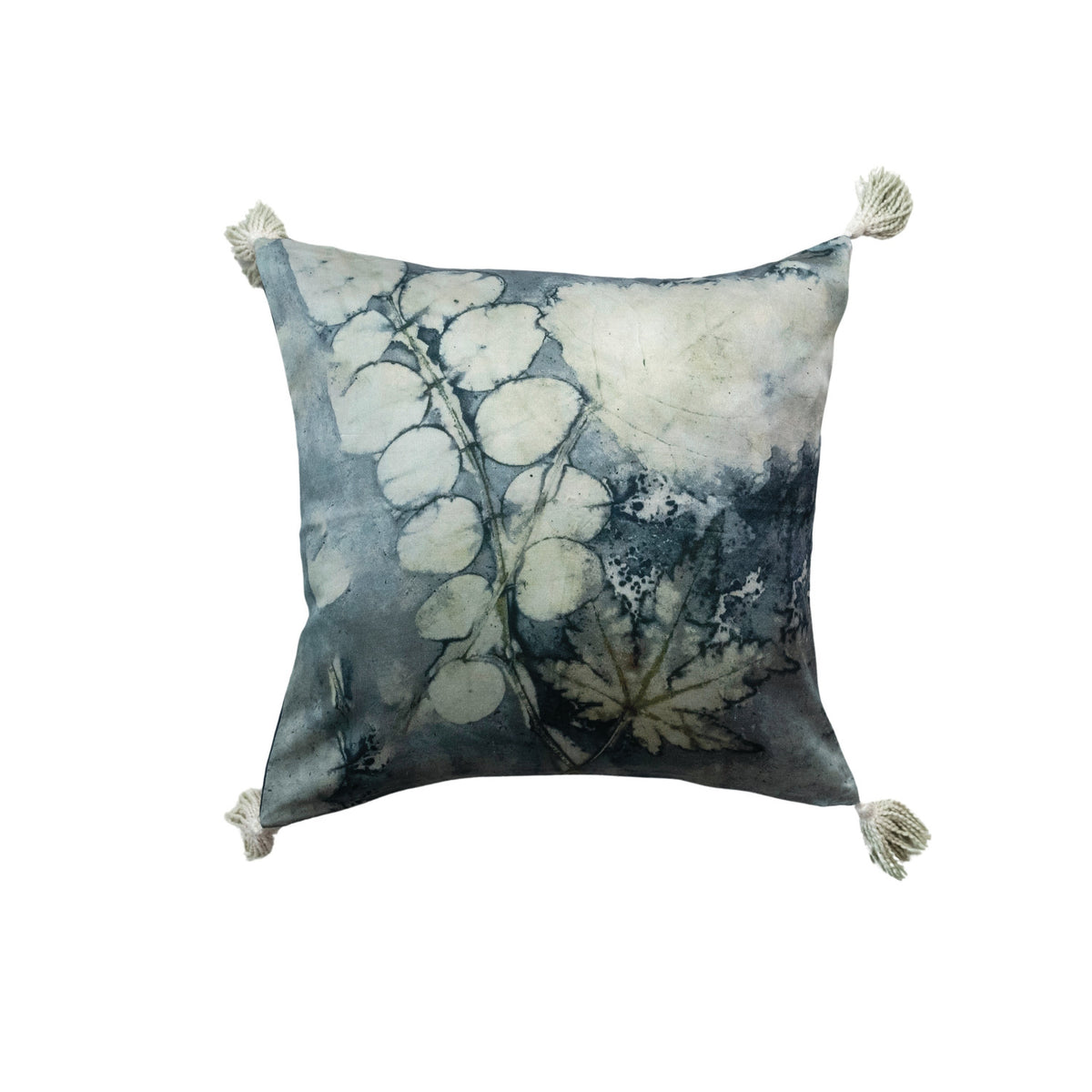 Cotton Velvet Printed Pillow w/ Design & Tassels