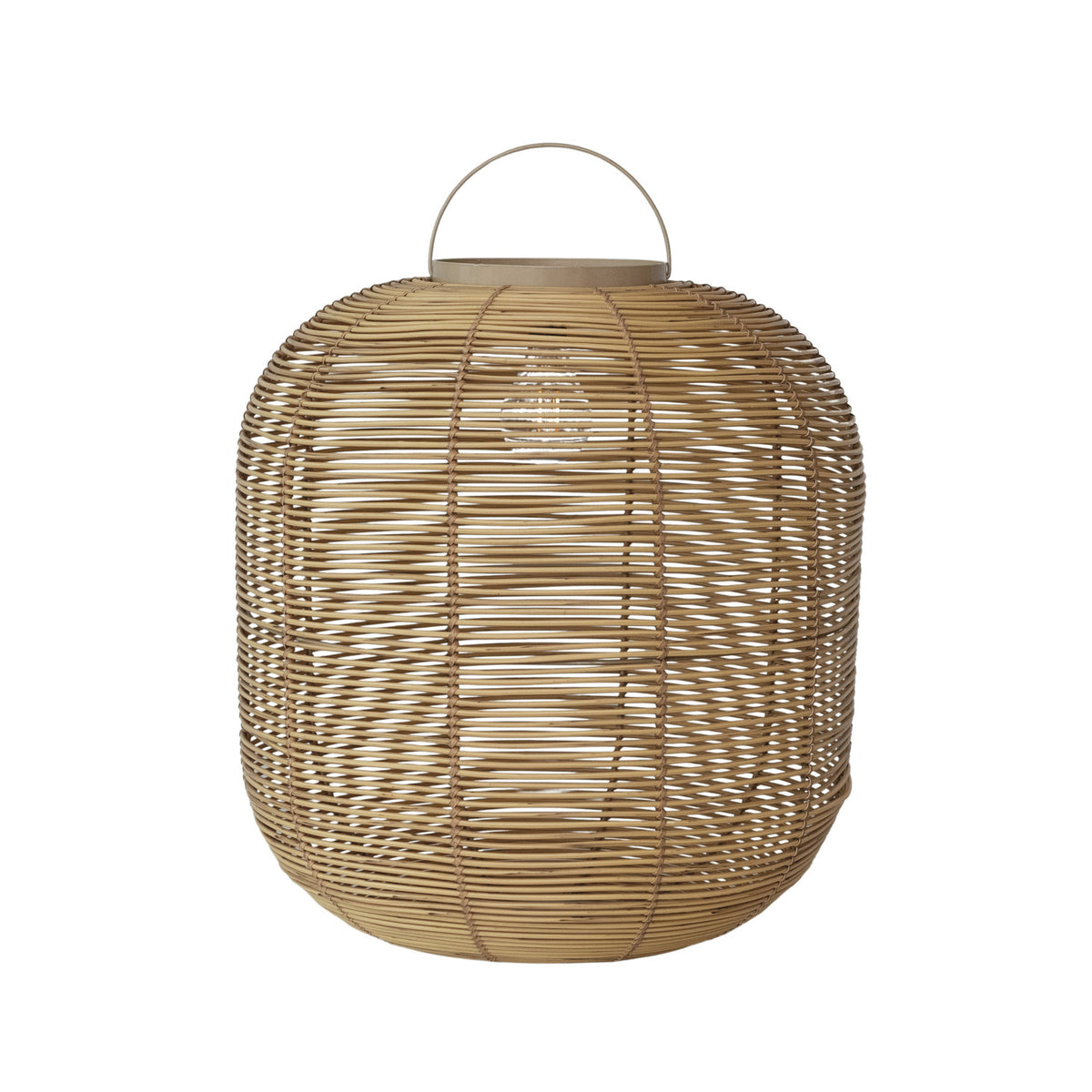 Woven Plastic Solar Powered LED Lantern w/ Handle