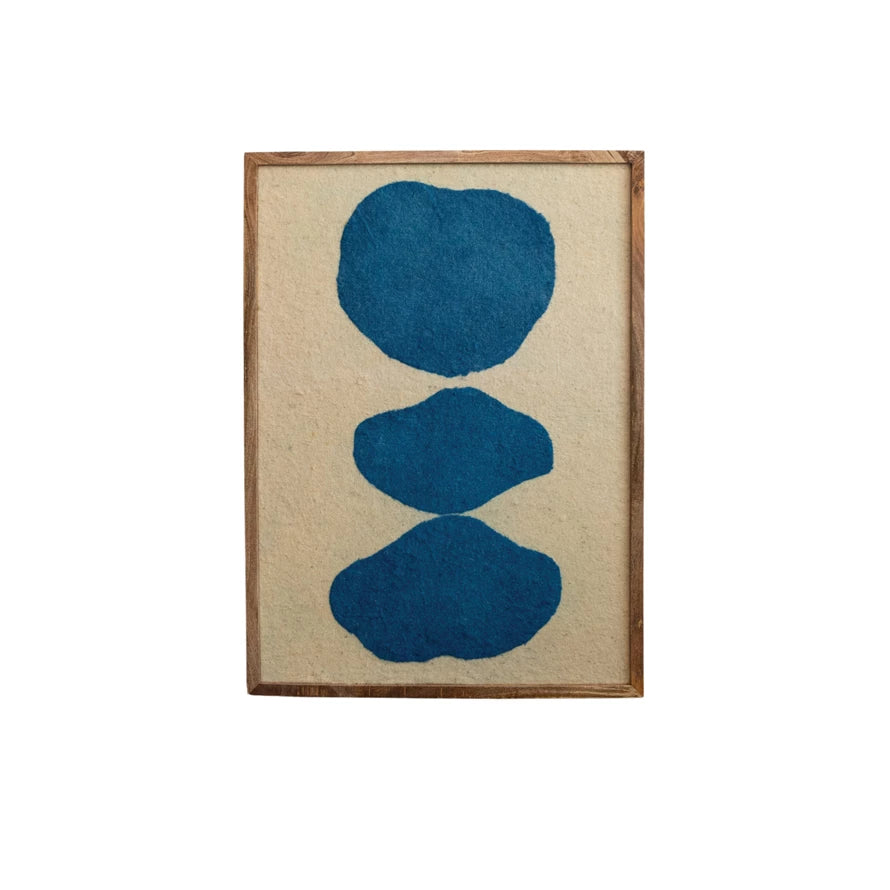 Blue & Cream Abstract Image Wool Felt Wall Décor