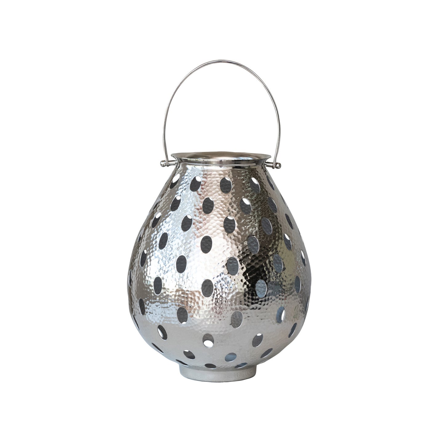 Hammered Metal Lantern with Handle & Cut-Outs
