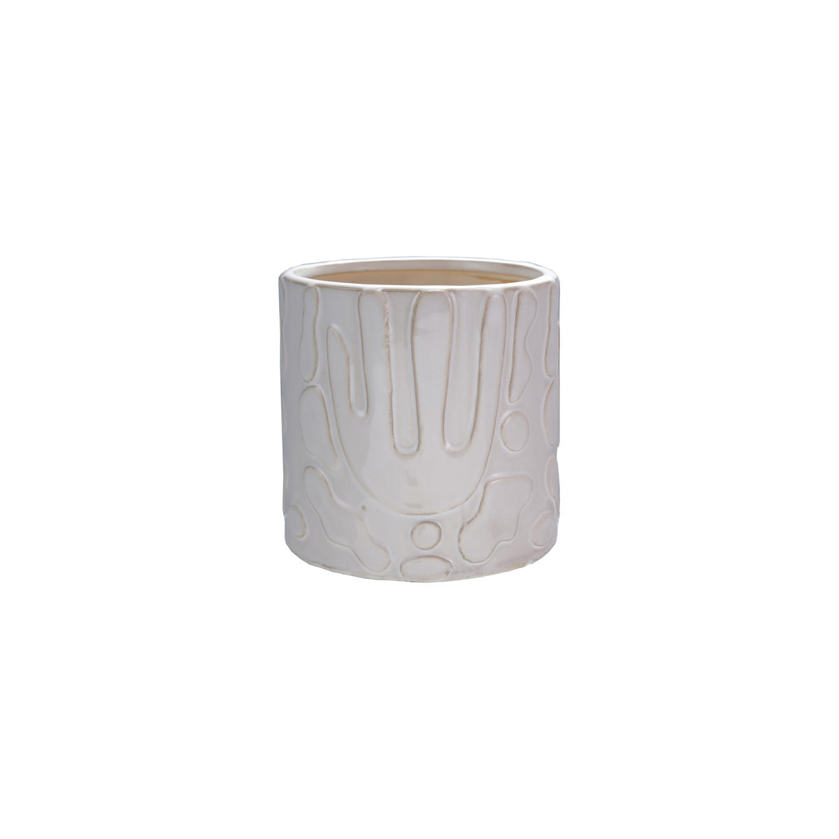 Stoneware Planter with Abstract Design