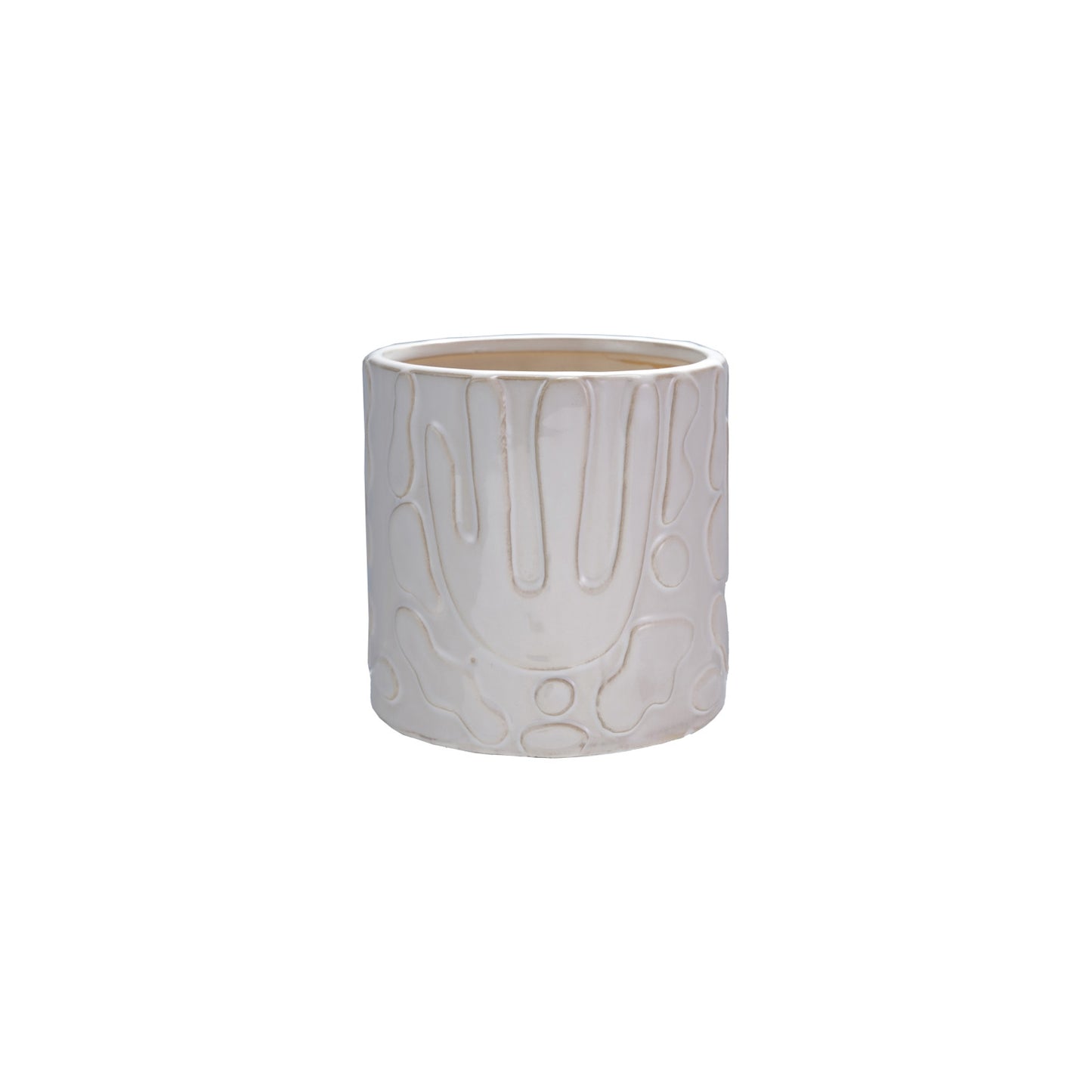 Stoneware Planter with Abstract Design