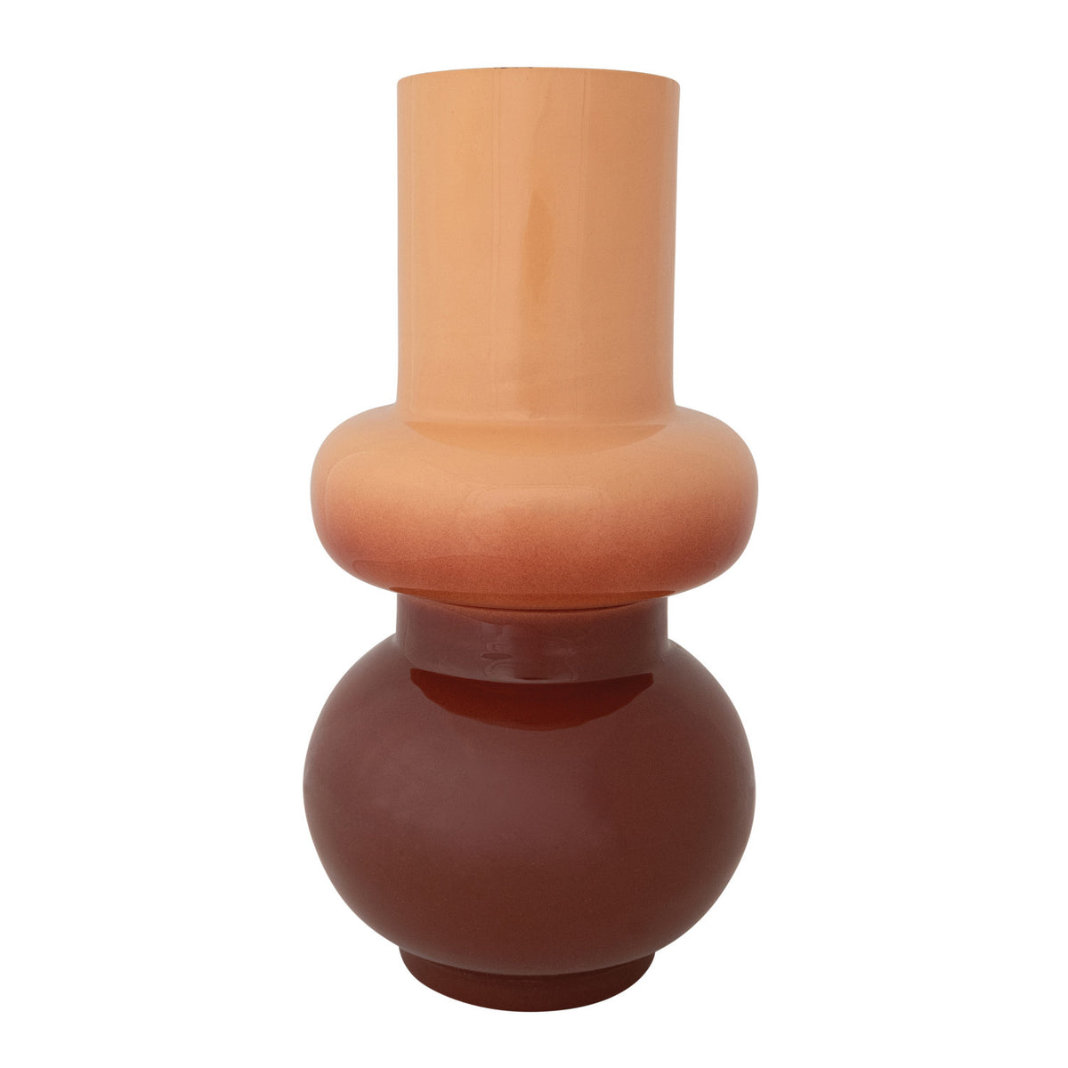 Rust & Nude Color Ombre Enameled Vase