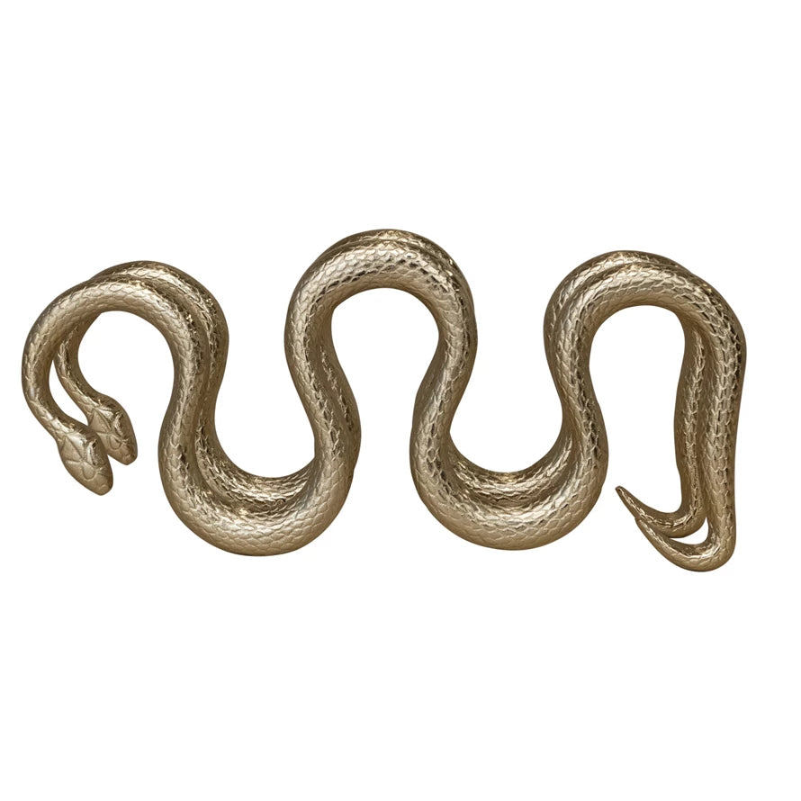 Gold Cast Aluminum Snake Shaped Bottle Holder