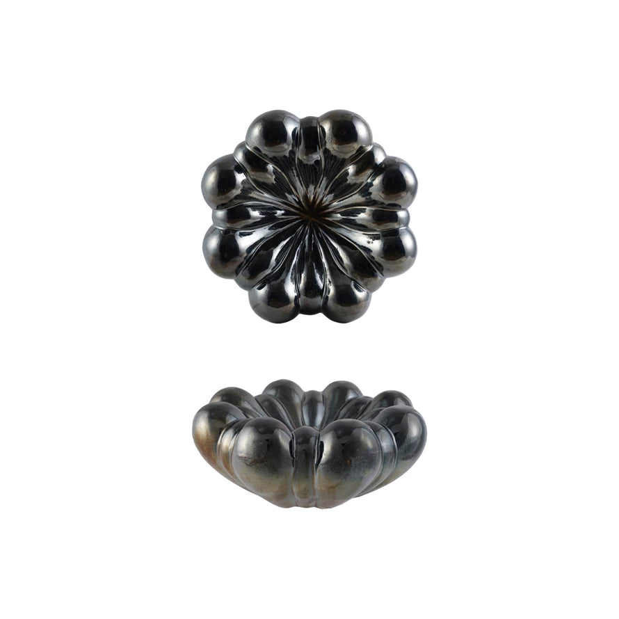 Reactive Glaze Stoneware Abstract Shaped Bowl