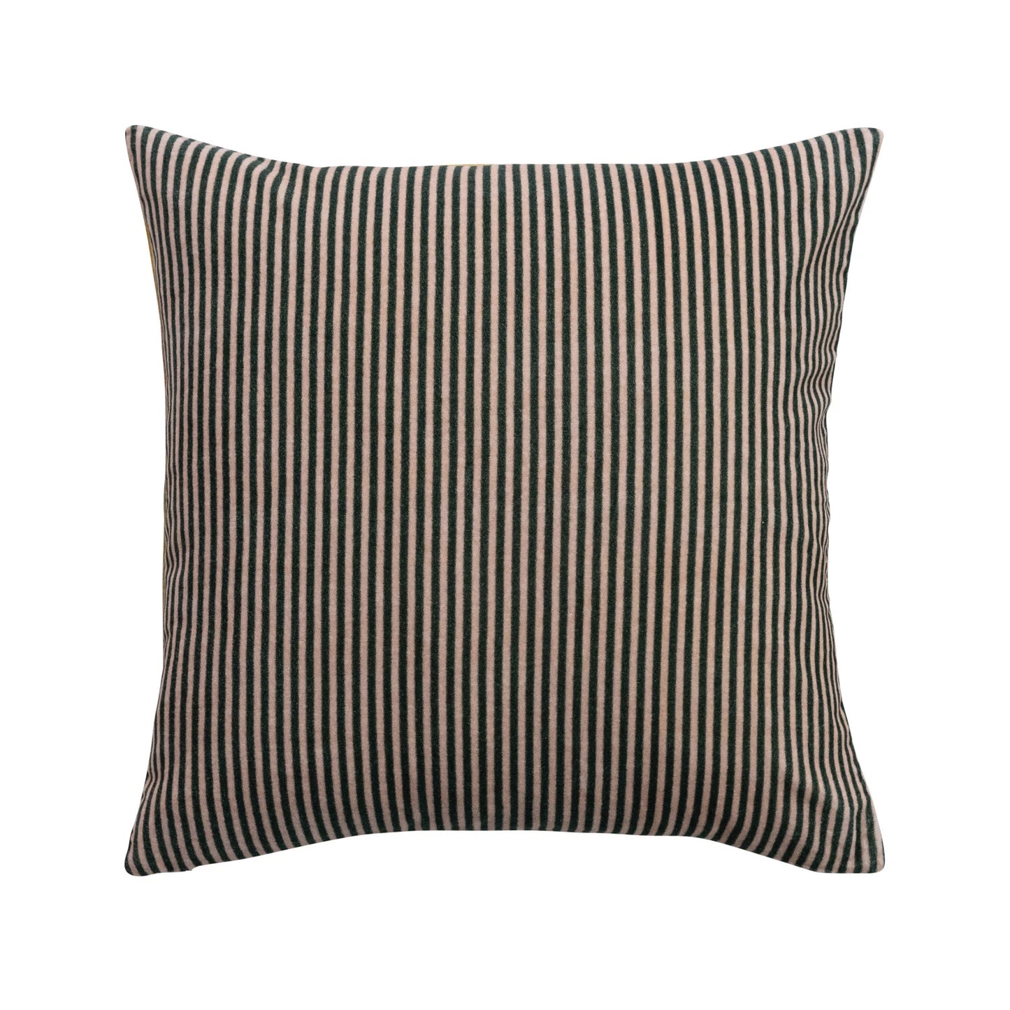 Velvet Printed Pillow w/ Abstract Design & Striped Back