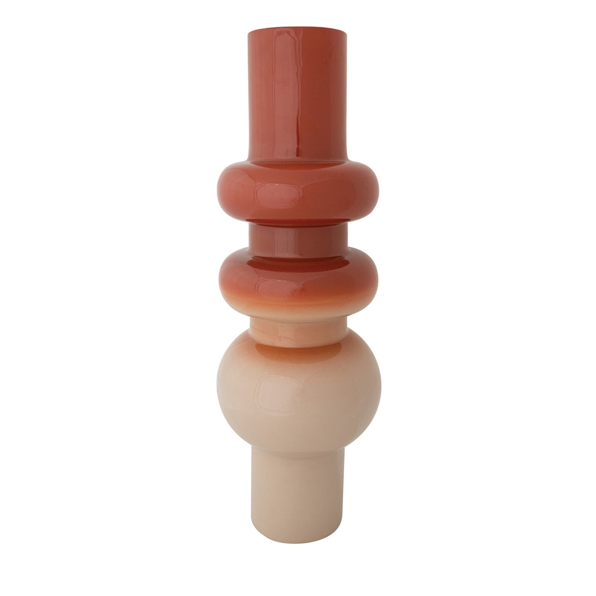 Tall Rust & Nude Color Ombre Enameled Vase