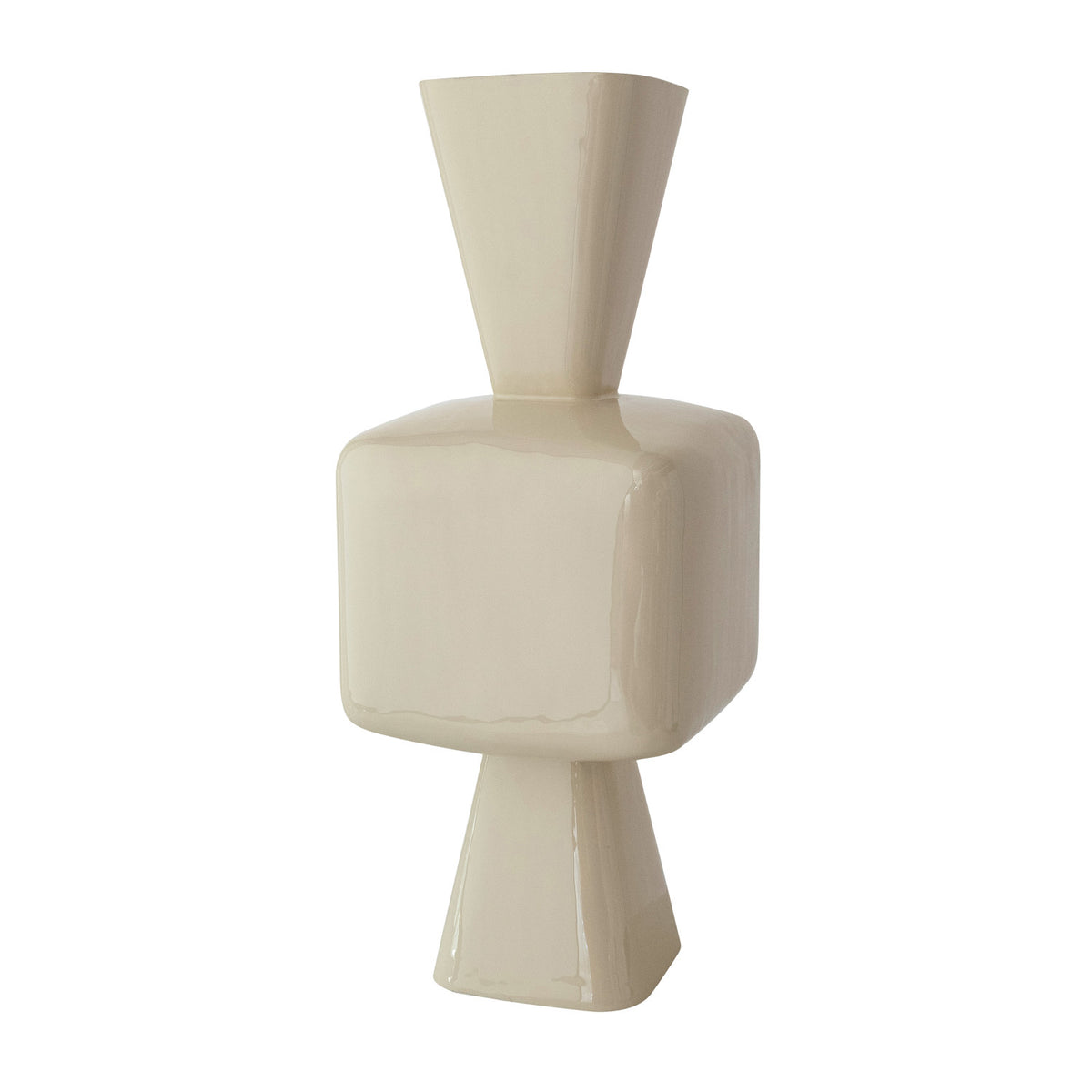 Cream Enameled Metal Vase
