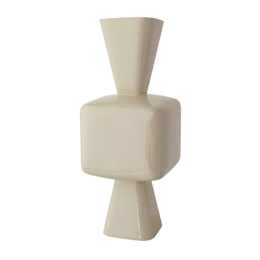 Cream Enameled Metal Vase