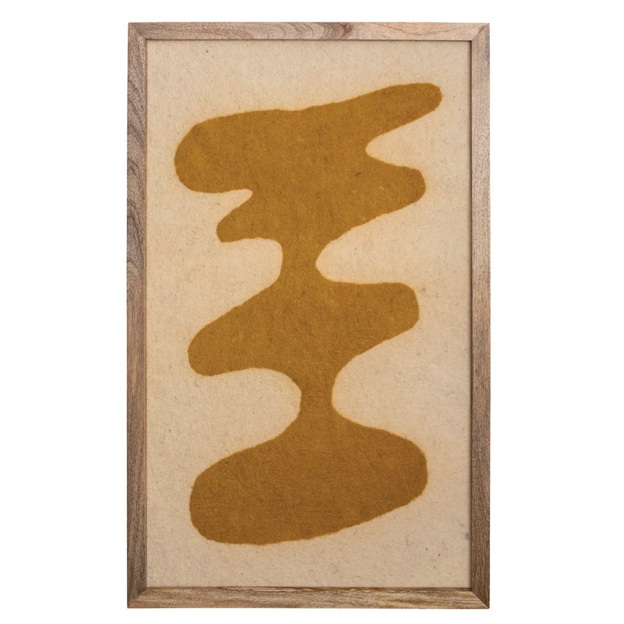Cream & Mustard Abstract Framed Wool Felt Wall Décor