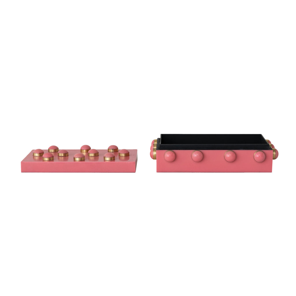 Pink Resin & Brass Studded Box