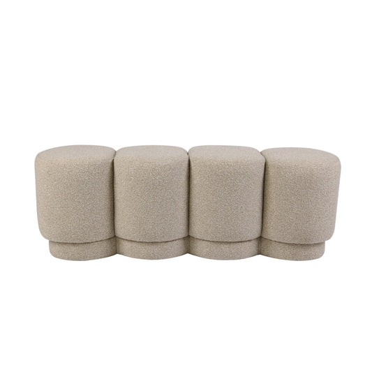 Cream Boucle Fabric Upholstered Bench