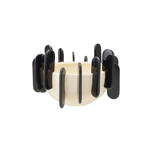 Black & Cream Decorative Stoneware Bowl