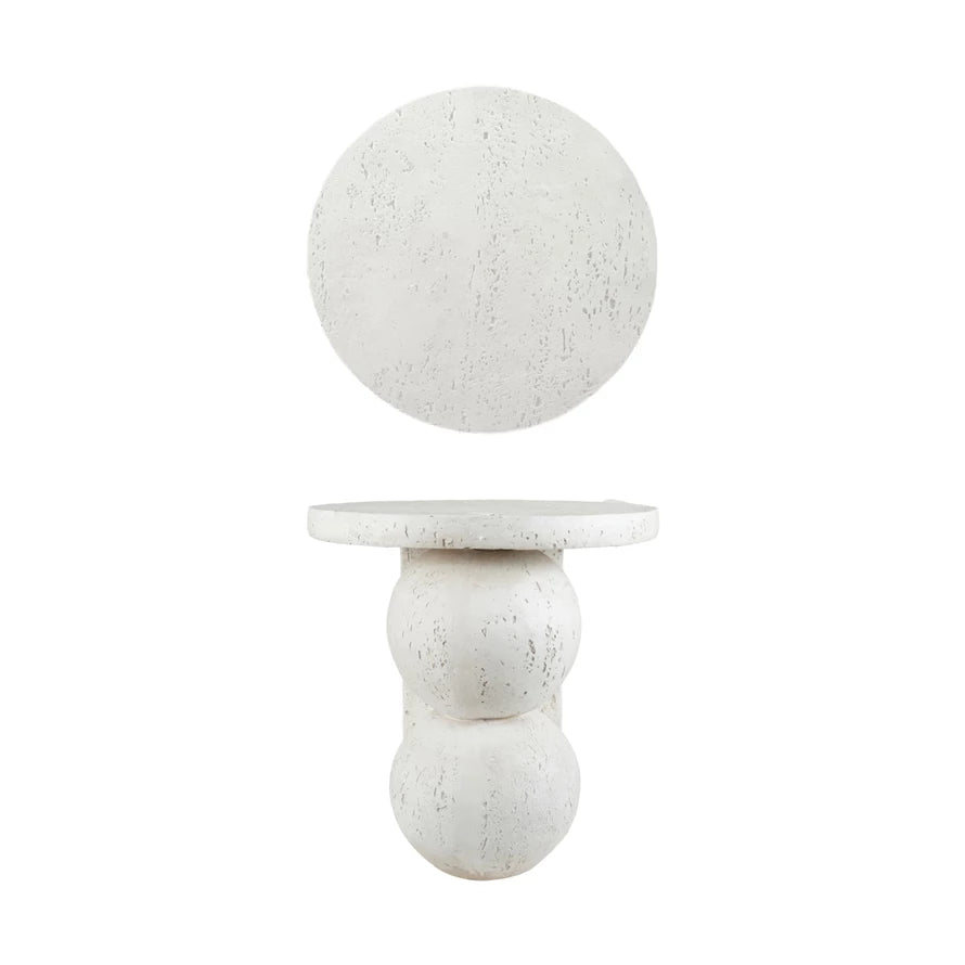 Travertine Finish Resin Table with Stacked Ball Base