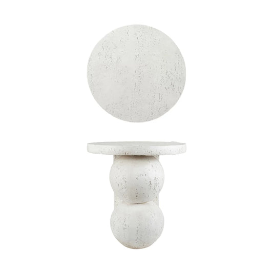 Travertine Finish Resin Table with Stacked Ball Base