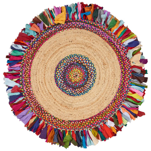 Natural Jute Multicolored Medallion Area Rug