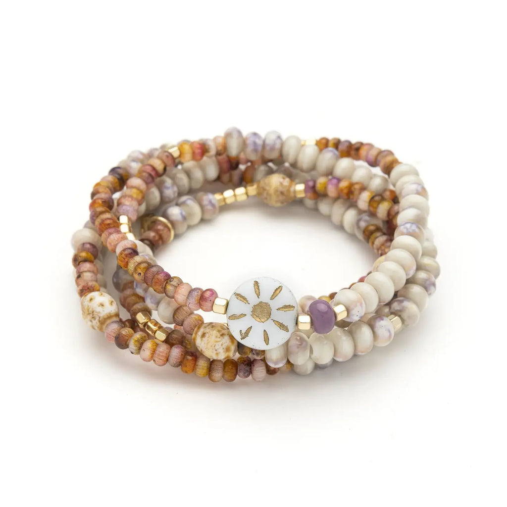 Ceramic Bead Wrap Bracelet/Necklace- Abundance/Sun