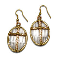 Mixed Metal Earrings - Twisted Cross in Oval