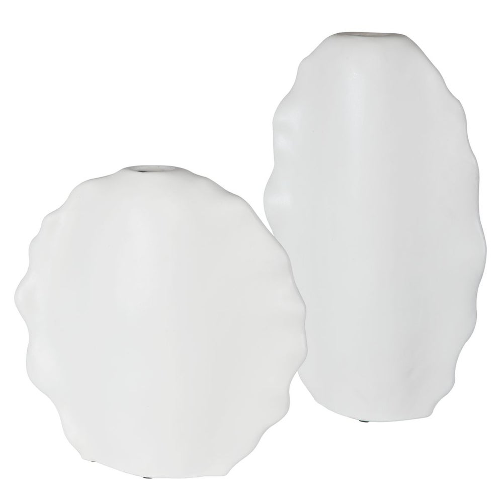 Ruffled Feathers Vases, White