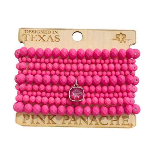 Hot Pink Faceted Bead Bracelet Stack