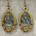 Groovy Flower Power Czech Mint Hoop Earrings