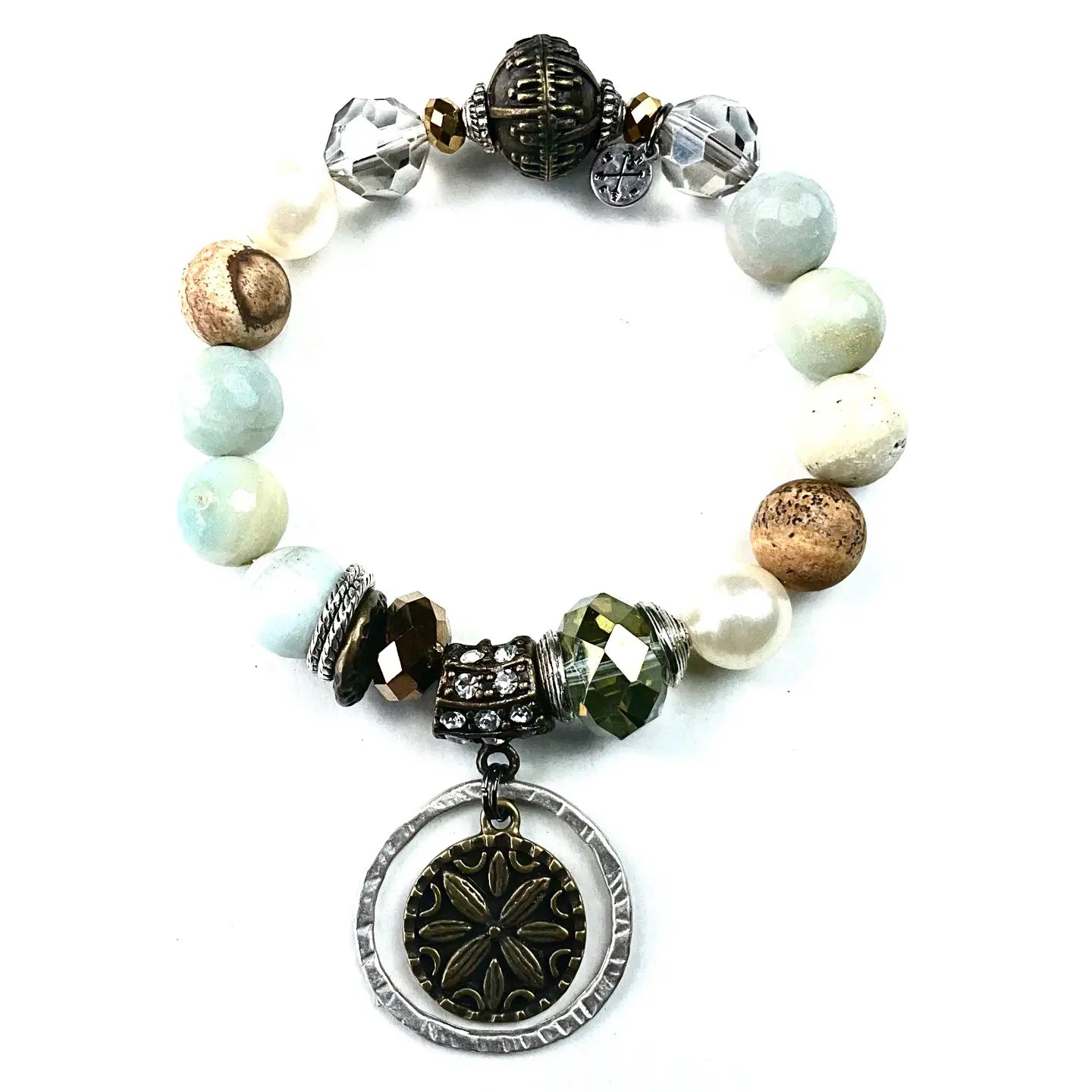 Single Beaded Stretch Bracelet With Dangle Charm