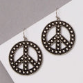 Western Round Peace Sign Dangle Earrings