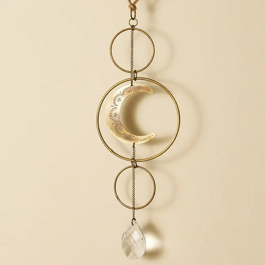 Crescent Moon Brass Suncatcher
