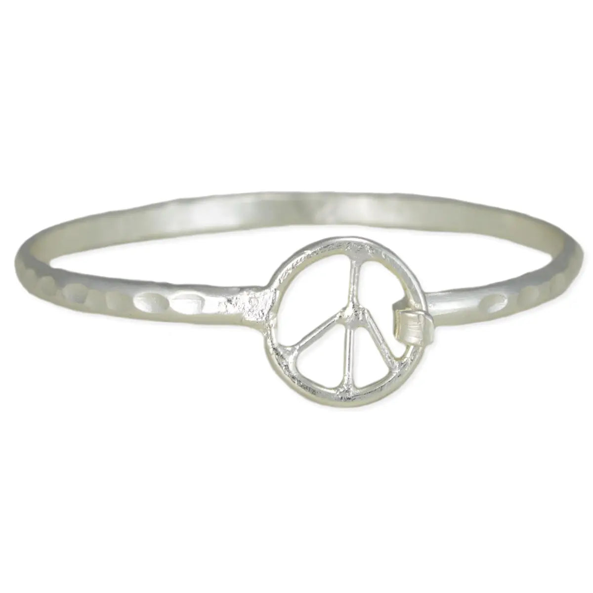 Textured Silver Peace Sign Bangle