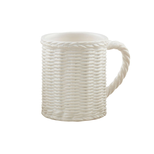 White Woven Ceramic Mugs