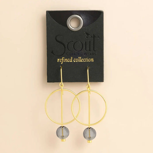 Refined Glass Drop Earrings - Smoke/Gold