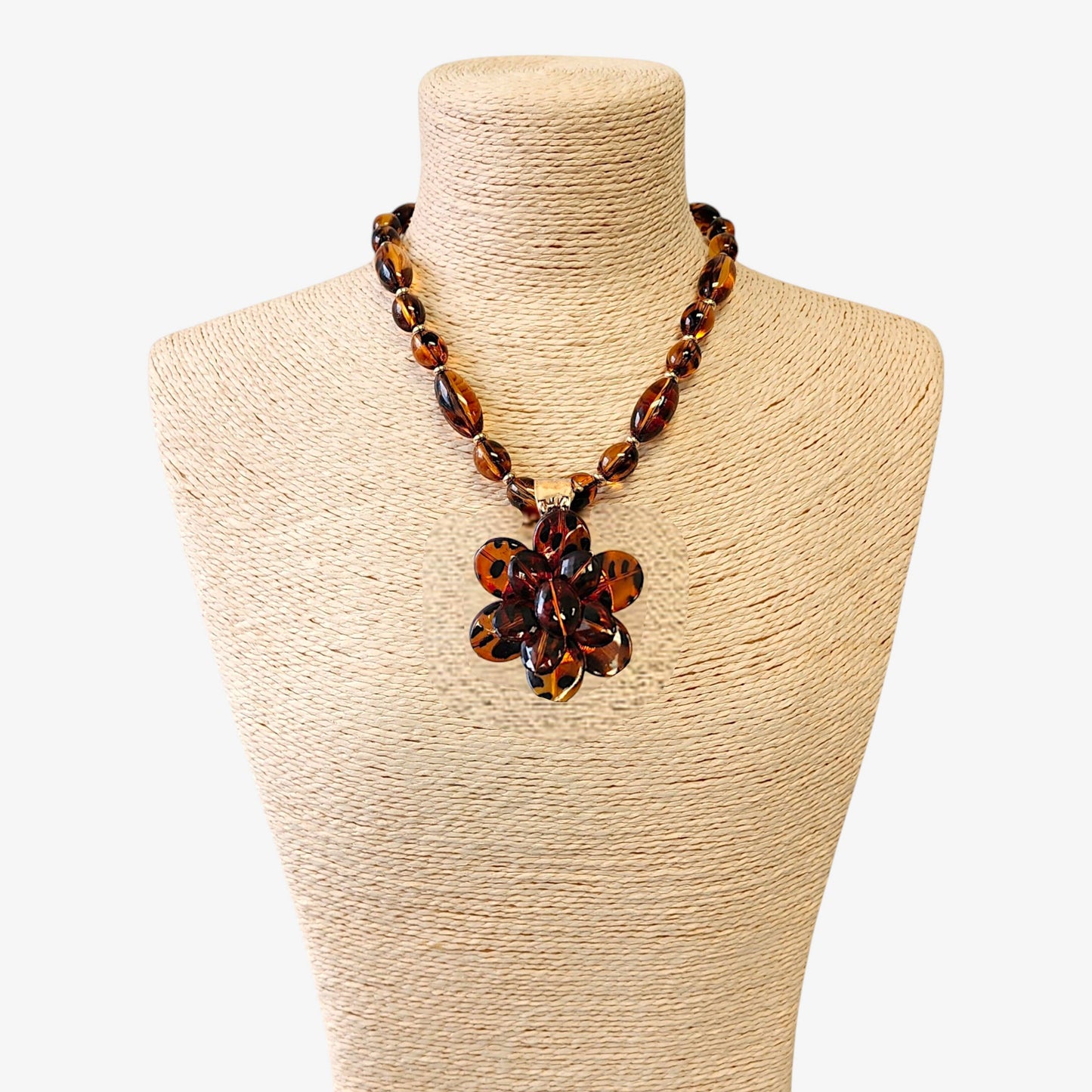 Tortoise Shell Flower Necklace
