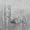 Large Silver Plated Peace Sign Earrings