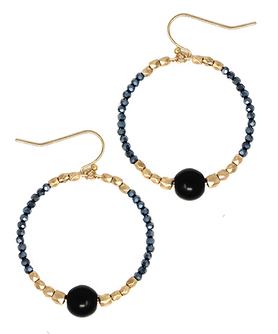 Ball Accent & Beaded Circle Earrings