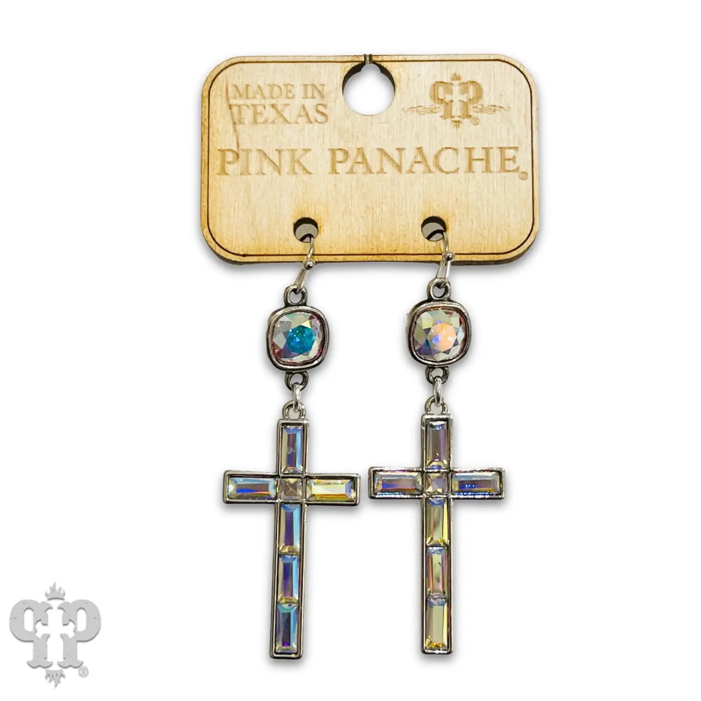 Rectangle Rhinestone Cross Earring