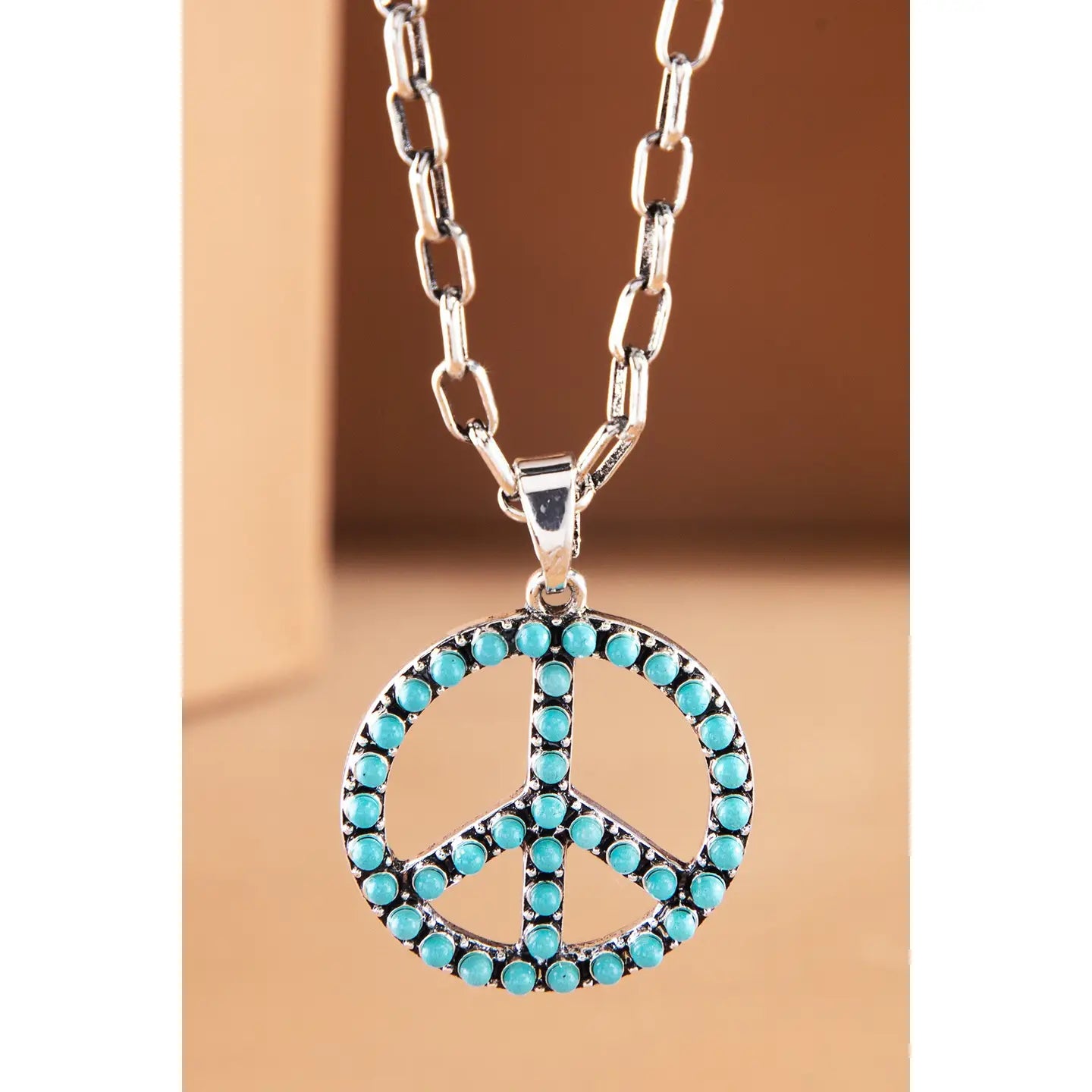 Turquoise Peace Sign Pendant Necklace