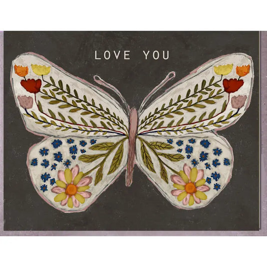 Butterfly Flowers Love You Greeting Card