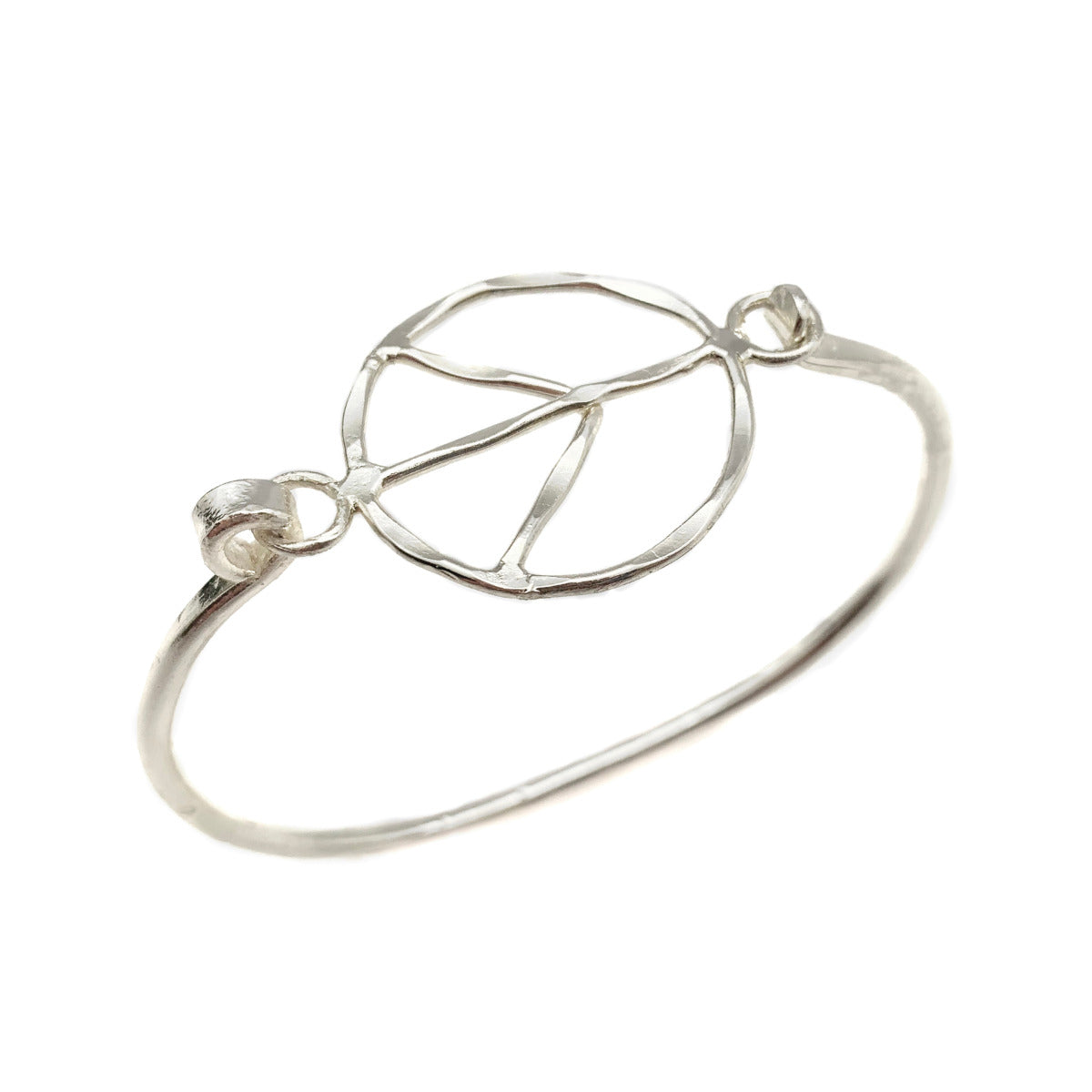 Silver Peace Sign Bangle